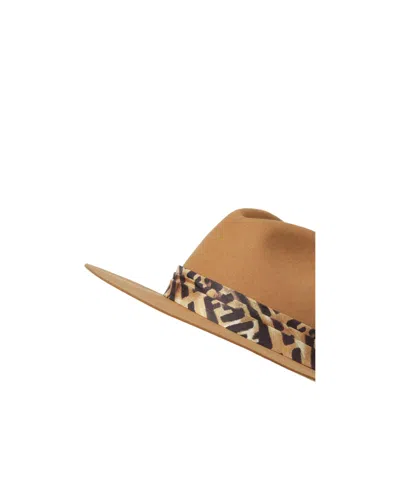 Fendi Stylish Wide Brim Hat With Decorative Band In Multi