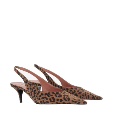 Amina Muaddi Multicolor Calf Leather Bos Taurus Platform Pumps In Animal Print