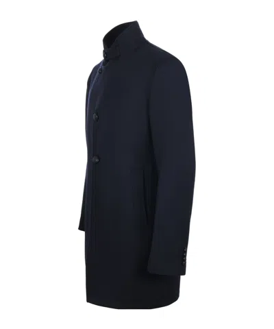 Tagliatore Stand Collar Coat In Blue