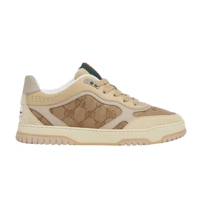 Pre-owned Gucci Re-web Sneaker 'beige Dark Brown' | Tan | Men's Size 6