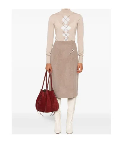 Ermanno Scervino Diamond-pattern Turtleneck Top In Neutral
