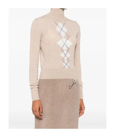 Ermanno Scervino Diamond-pattern Turtleneck Top In Neutral