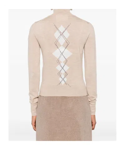 Ermanno Scervino Diamond-pattern Turtleneck Top In Neutral