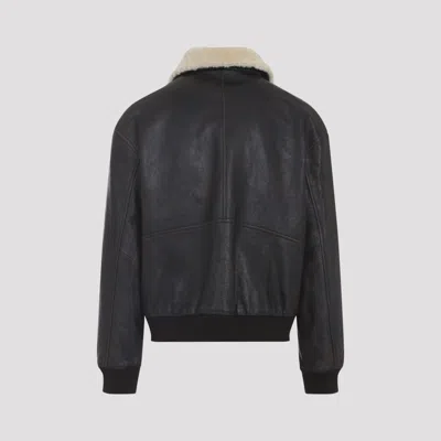 Celine Aviator Jacket With Ribbed Cuffs And Hem In Black