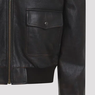 Celine Aviator Jacket With Ribbed Cuffs And Hem In Black