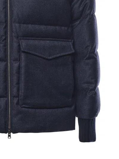 Herno Wool And Cashmere Blend Bomber Jacket In Blue