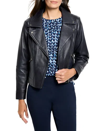Nic + Zoe Nic+zoe Leather Biker Jacket In Blue