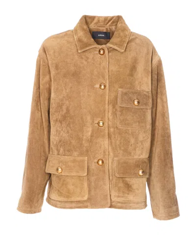 Arma Suede Button-fastening Jacket In Brown