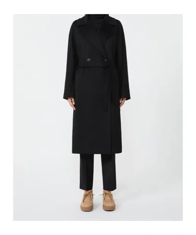 Weekend Max Mara Double-breasted Coat In Black
