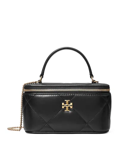 Tory Burch Kira Diamond Quilted Leather Vanity Bag In Black