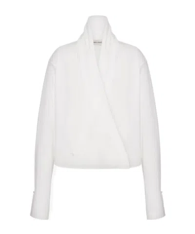 Alberta Ferretti White Cotton Blouse With Wrap Design In White