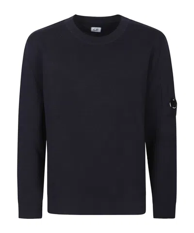 C.p. Company Lens-pocket Wool Sweater In Blue