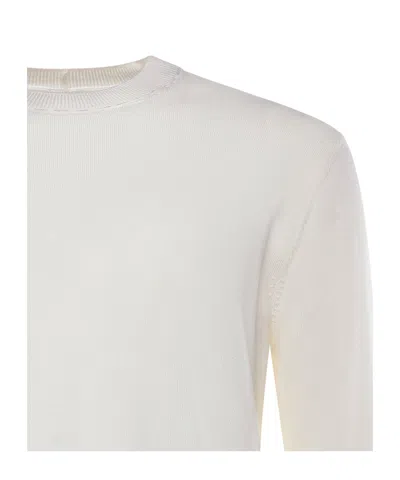 Eleventy Ribbed Round-neck Sweater In White
