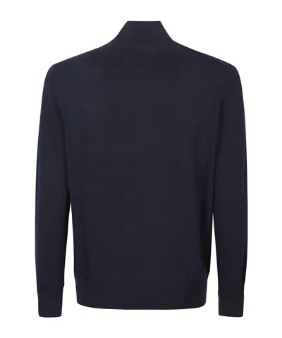 Ballantyne Half-zip Cashmere Polo Shirt In Blue