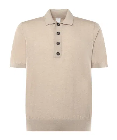Eleventy Cotton And Cashmere Polo Shirt In Neutral