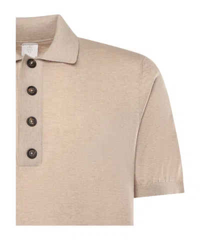 Eleventy Cotton And Cashmere Polo Shirt In Neutral