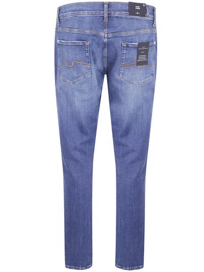 7 For All Mankind Tapered Slim Fit Denim Trousers In Blue