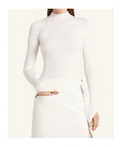 Courrèges Ribbed Turtleneck Top In White