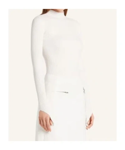 Courrèges Ribbed Turtleneck Top In White