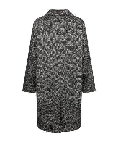 Tagliatore Long-sleeved Twill Coat In Gray