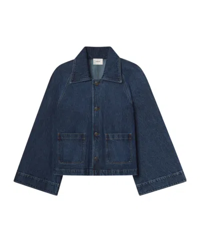 Frame Button-front Denim Jacket In Blue