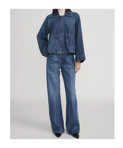 Frame Button-front Denim Jacket In Blue