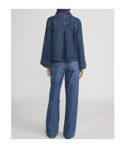 Frame Button-front Denim Jacket In Blue