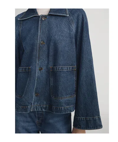 Frame Button-front Denim Jacket In Blue