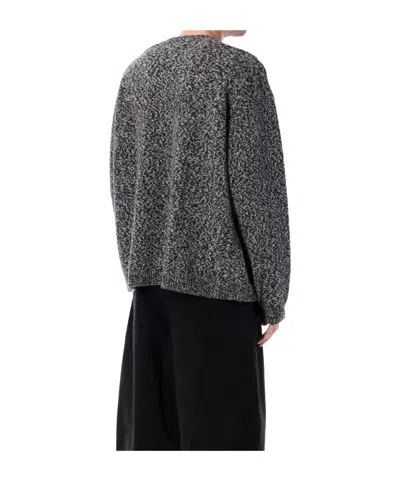 Studio Nicholson Textured Multicolour Sweater With Dynamic Pattern In Black