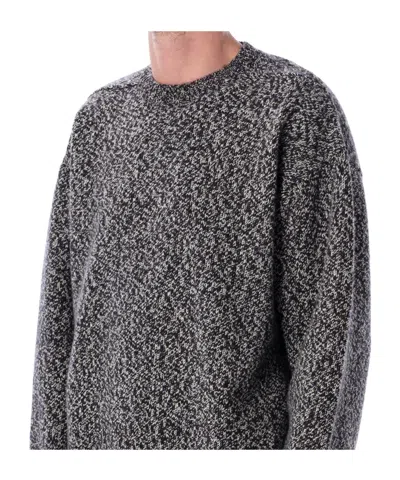Studio Nicholson Textured Multicolour Sweater With Dynamic Pattern In Black