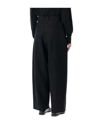 Studio Nicholson Wide Leg Pleated Trousers Pockets In Black