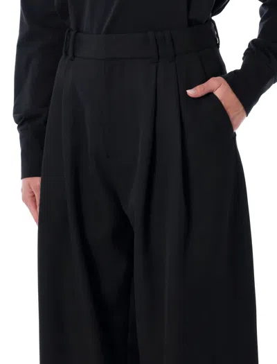 Studio Nicholson Wide Leg Pleated Trousers Pockets In Black