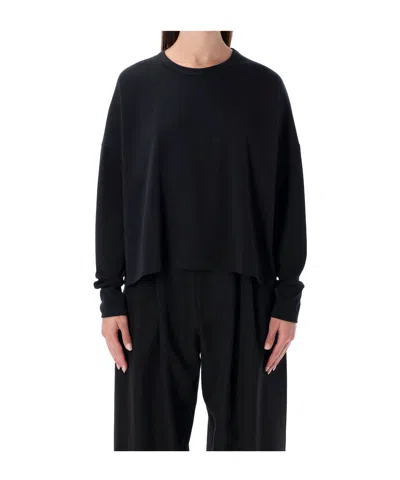 Studio Nicholson Long Sleeve Crew Neck Relaxed Top In Black