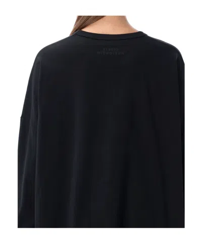 Studio Nicholson Long Sleeve Crew Neck Relaxed Top In Black