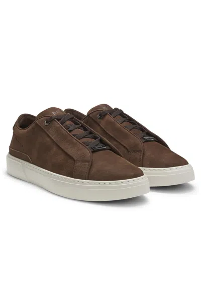 Hugo Boss Lace-up Low-top Casual Shoes In Brown