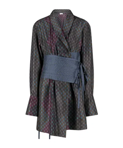 Dries Van Noten Satin Asymmetric Top In Black