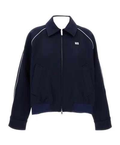 Wales Bonner Logo-embroidered Zip-up Jacket In Blue