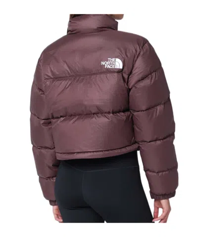 The North Face Nuptse Crop Jacket In Purple