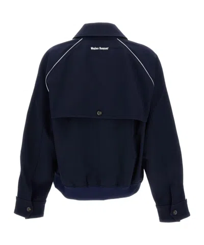 Wales Bonner Logo-embroidered Zip-up Jacket In Blue