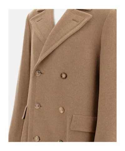 Boglioli Long Wool Blend Coat Made In Brown