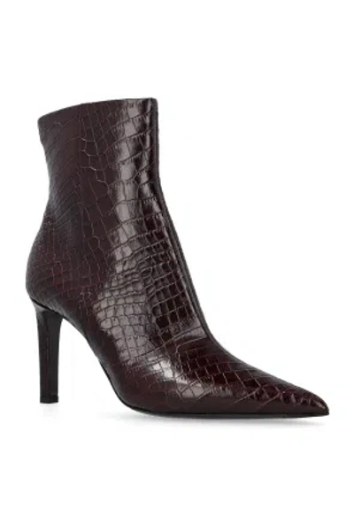 Jimmy Choo Croc-embossed Leather Ankle Boots With Pointed Toe In Brown