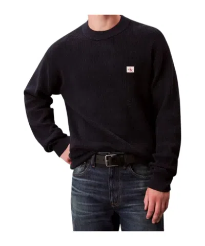 Calvin Klein Jeans Est.1978 Cotton Sweater With Monogram In Black