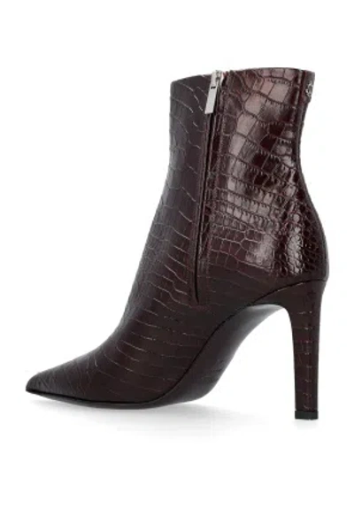 Jimmy Choo Croc-embossed Leather Ankle Boots With Pointed Toe In Brown