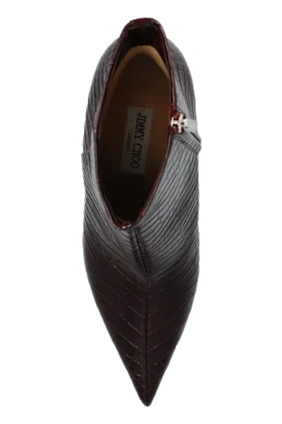 Jimmy Choo Croc-embossed Leather Ankle Boots With Pointed Toe In Brown