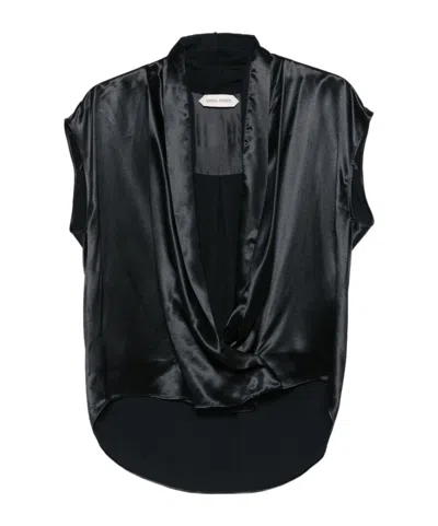 Alberta Ferretti Satin-effect Twist Blouse In Black