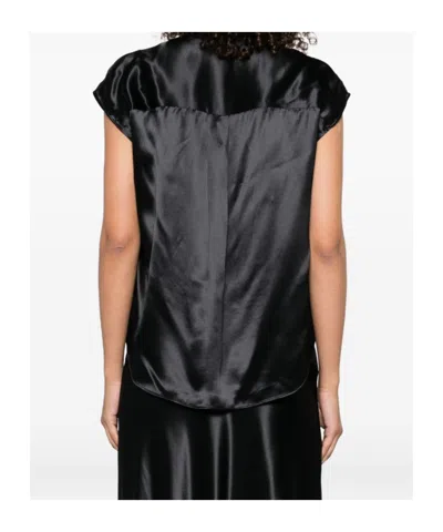 Alberta Ferretti Satin-effect Twist Blouse In Black
