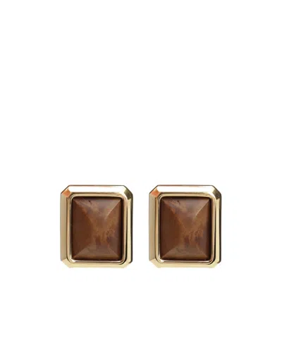Jacquemus Square Frame Drop Earrings In Brown