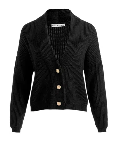 Alice And Olivia Long Sleeve Cardigan In Black