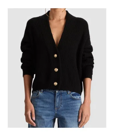 Alice And Olivia Long Sleeve Cardigan In Black