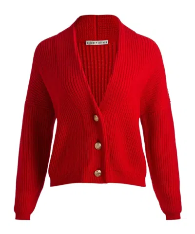 Alice And Olivia Holden Foldback Cardigan In Red